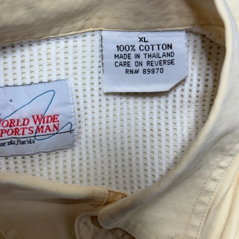 World Wide Sportsman Fishing Shirt Mens XL Yellow Short Sleeve Vented Back‎